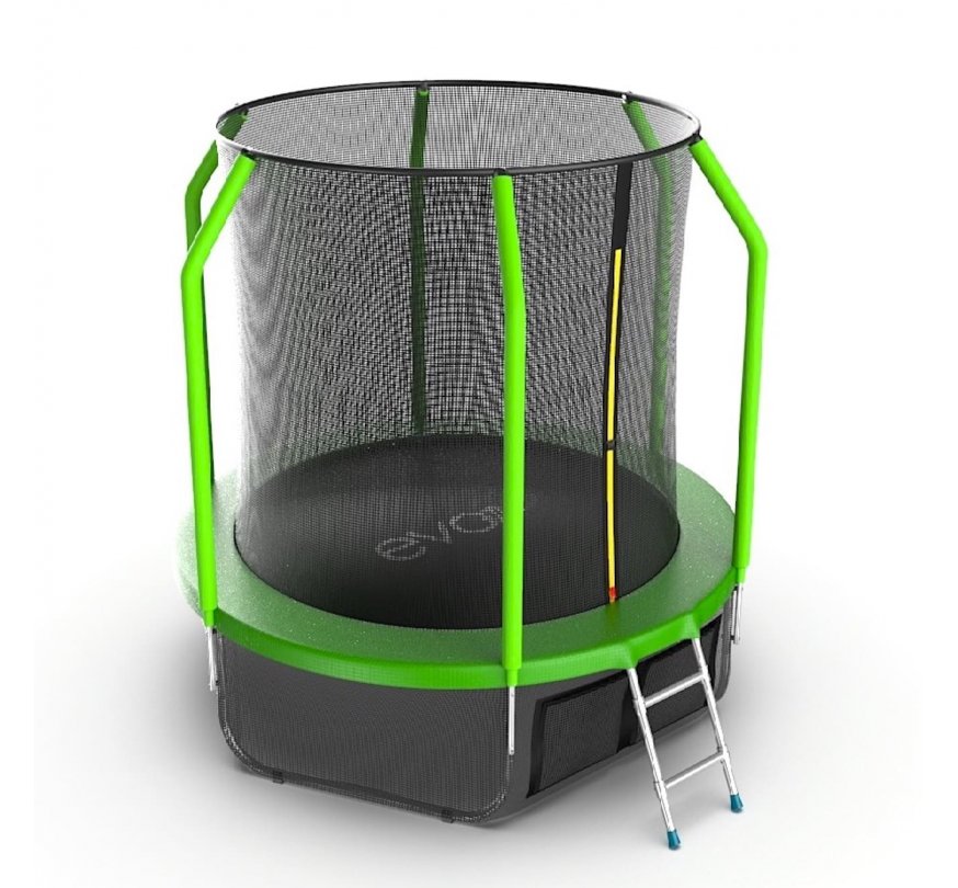 EVO JUMP Cosmo 6ft (Green) + Lower net. Батут с внутренней сеткой и лестницей, диаметр 183 см (зеленый) + нижняя сеть